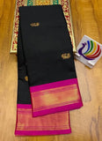 Black Pink Soft Cotton Silk Blush Noir Grace Saree For Women