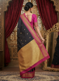 Black And Pink Soft Cotton Silk Blush Noir Elegance Saree For Women