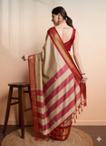 Tusar Red Soft Cotton Silk Ruby Grace Saree For Women