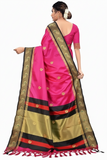 Pink & Black Soft Cotton Silk Blush Shadow Dream Saree For Women