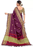 Maroon Soft Cotton Silk Crimson Bliss Saree For Women