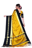 Gold & Black Soft Cotton Silk Sunburst & Shadow Saree For Women