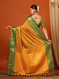 Gold Green Soft Cotton Silk Forest Whisper Saree For Women