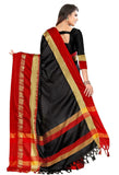 Black Red Soft Cotton Silk Midnight Scarlet Muse Saree For Women