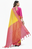 Mango Pink Soft Cotton Silk Peach Blossom Gleam Saree For Women