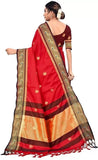 Red Black Soft Cotton Silk Crimson Shadow Charm Saree For Women