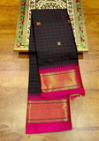 Black And Pink Soft Cotton Silk Blush Noir Elegance Saree For Women