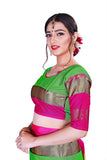 Neon Green and Hot Pink Soft Cotton Silk Electric Fusion Saree For Women