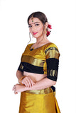 Gold & Black Soft Cotton Silk Sunburst & Shadow Saree For Women