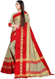 Tusar Red Soft Cotton Silk Crimson Elegance Saree For Women
