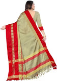Tusar Red Soft Cotton Silk Crimson Elegance Saree For Women