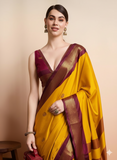 Mango Brown Soft Cotton Silk Drift Saree For Women