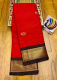 Red Brown Soft Cotton Silk Timeless Crimson Saree For Women