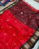 Red Brown Soft Cotton Silk Timeless Crimson Saree For Women
