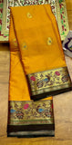 Gold Yellow Black Soft Cotton Silk Amber Night Fusion Saree For Women