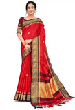 Red Black Soft Cotton Silk Crimson Shadow Charm Saree For Women