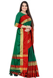 Green & Red Soft Cotton Silk Auspicious Harmony Saree For Women