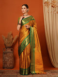 Gold Green Soft Cotton Silk Forest Whisper Saree For Women
