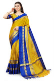 Gold Blue Soft Cotton Silk Sapphire Radiance Saree For Women