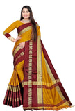 Mustard Yellow & Maroon Soft Cotton Silk Heritage Grandeur Saree For Women