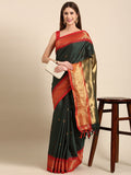 Green Red Soft Cotton Silk Emerald Ruby Blend Saree For Women