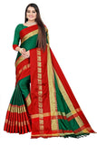 Green & Red Soft Cotton Silk Auspicious Harmony Saree For Women