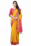Mango Pink Soft Cotton Silk Peach Blossom Gleam Saree For Women