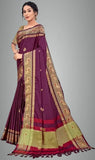 Maroon Soft Cotton Silk Crimson Bliss Saree For Women