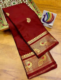 Maroon Soft Cotton Silk Crimson Bliss Saree For Women