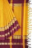 Mustard Yellow & Maroon Soft Cotton Silk Heritage Grandeur Saree For Women