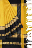 Gold & Black Soft Cotton Silk Sunburst & Shadow Saree For Women