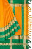 Mango Green Soft Cotton Silk Tropical Emerald Whisper Saree For Women