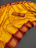 Mango Brown Soft Cotton Silk Drift Saree For Women