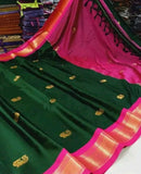 Green Pink Soft Cotton Silk Emerald Rose Touch Saree For Women