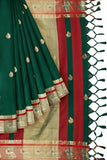Green & Red Soft Cotton Silk Verdant Ruby Bloom Saree For Women