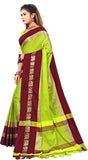 Lemon Green & Brown Soft Cotton Silk Citrus Earth Bloom Saree For Women