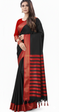Black Red Soft Cotton Silk Velvet Scarlet Touch Saree For Women