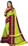 Lemon Green & Brown Soft Cotton Silk Citrus Earth Bloom Saree For Women