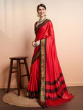 Red Brown Soft Cotton Silk Timeless Crimson Saree For Women