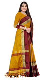 Mustard Yellow & Maroon Soft Cotton Silk Heritage Grandeur Saree For Women