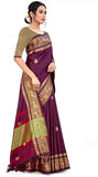 Maroon Soft Cotton Silk Crimson Bliss Saree For Women