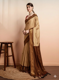 Tusar Brown Soft Cotton Silk Earth Whisper Saree For Women