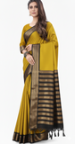 Gold Black Soft Cotton Silk Gilded Onyx Essence Saree For Women