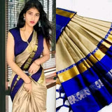 Tusar Sky Blue Soft Cotton Silk Mirage Saree For Women