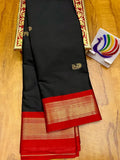 Black Red Soft Cotton Silk Midnight Crimson Saree For Women