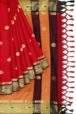Red Black Soft Cotton Silk Crimson Shadow Charm Saree For Women