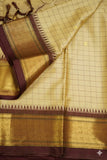 Cream & Brown Soft Cotton Silk Ivory Mocha Dream Saree For Women