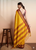 Mango Brown Soft Cotton Silk Drift Saree For Women