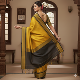 Gold Black Soft Cotton Silk Midnight Grace Saree For Women