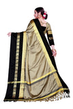 Chiku & Black  Soft Cotton Silk Royal Procession Drape Saree For Women